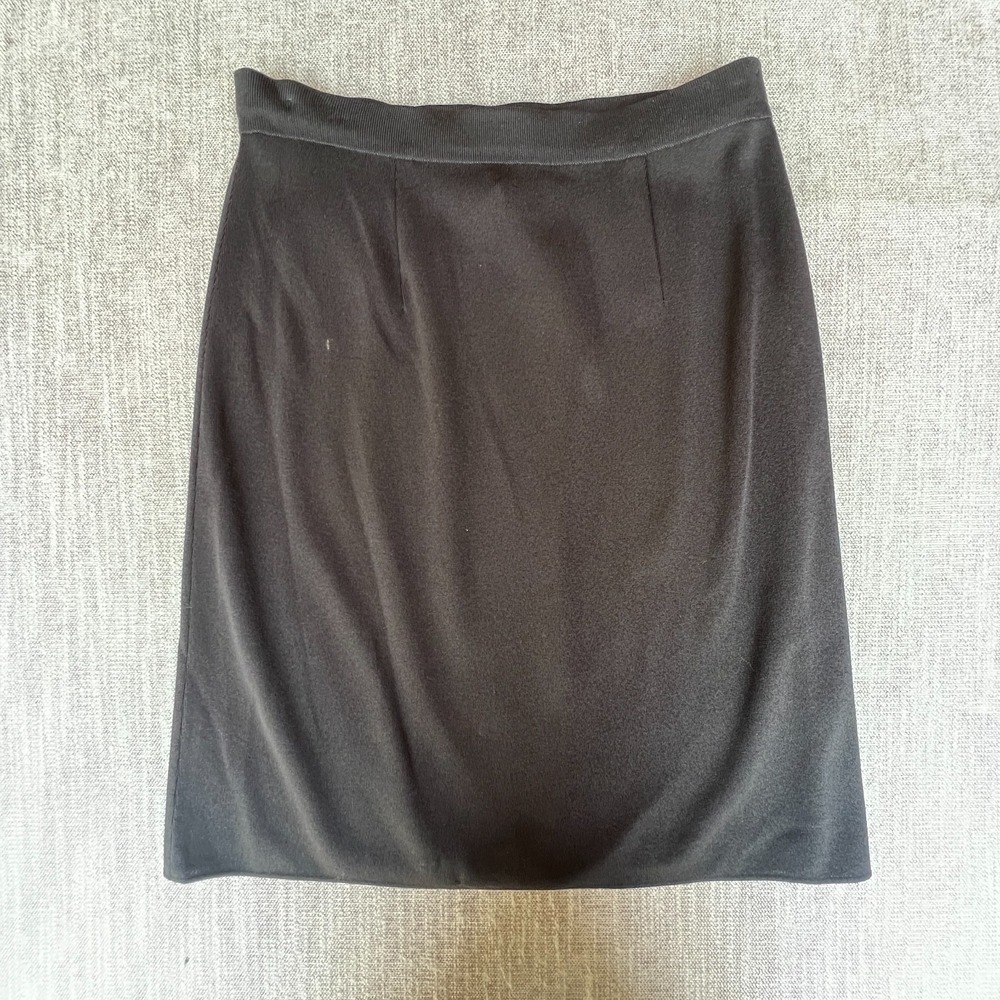 Exclusively Misook Pencil Skirt Womens Medium Black Ribbed Knit Elastic Waist